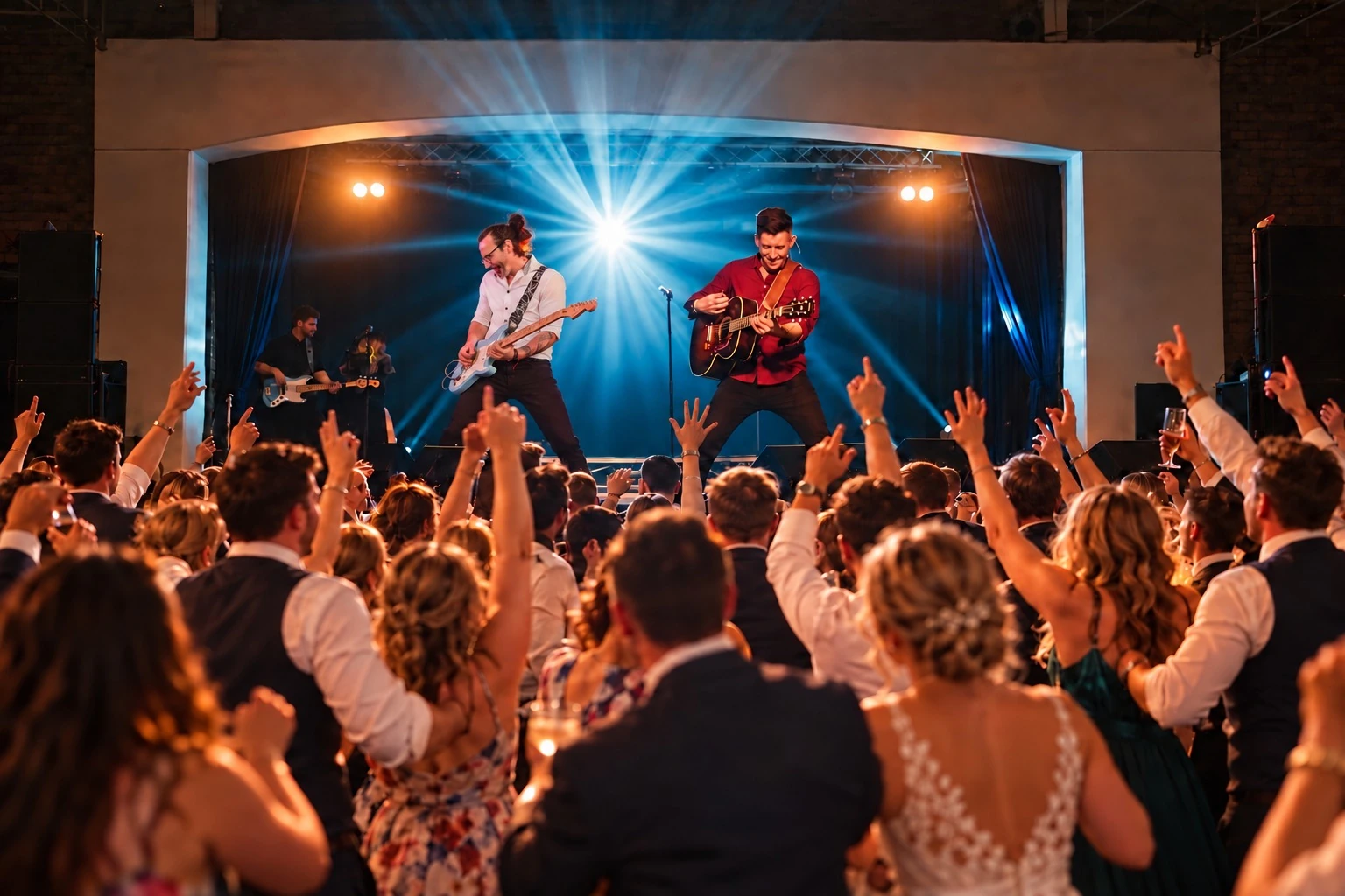 Matt Strafford Wedding Band performing with guests dancing